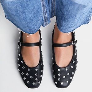 Stradivarius rhinestone Mary Jane flats